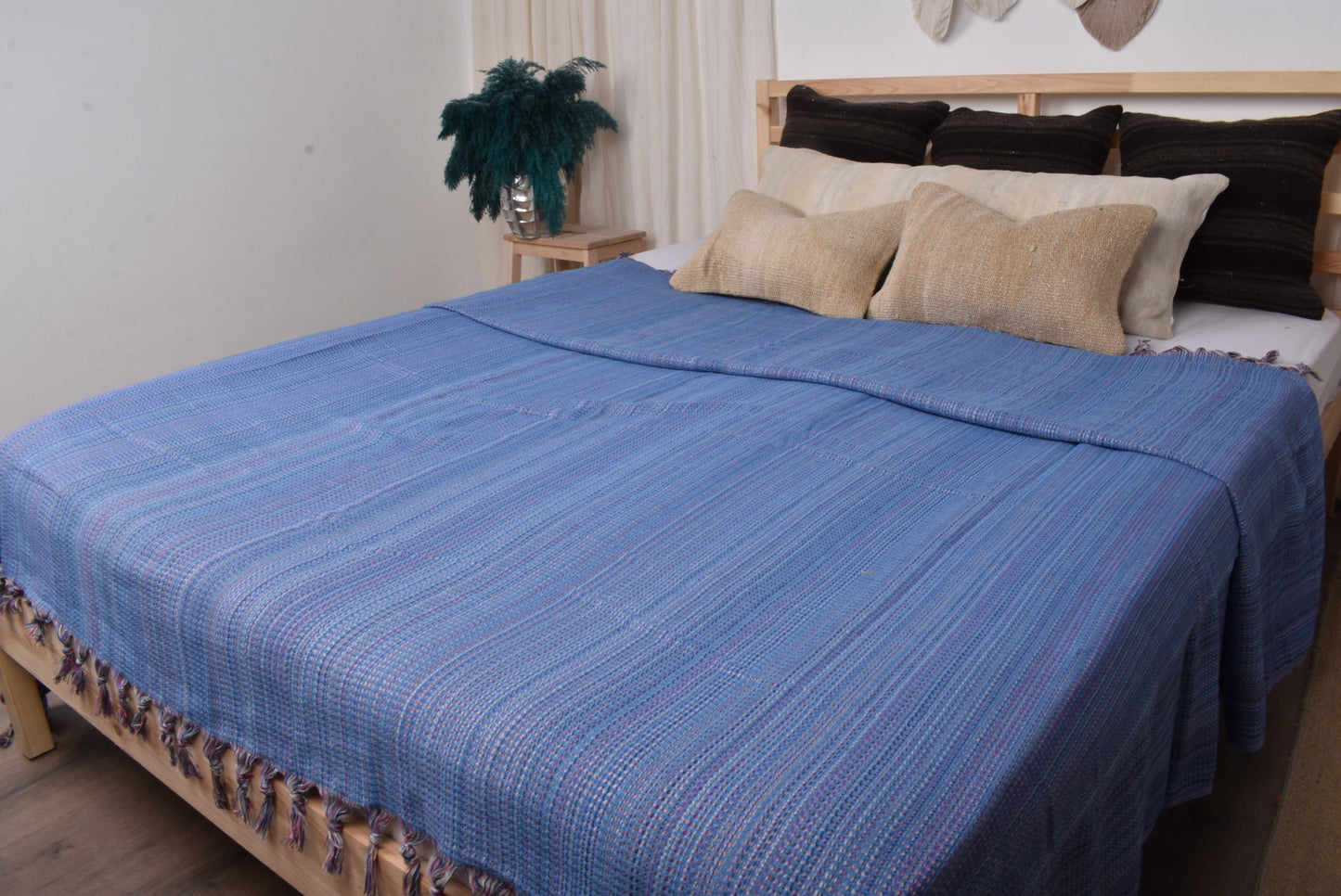 Picnic Blanket, Large Towel, Sax Blue Throw, Colorful Throw, 87x89 Inches Embroidered Bedspread, Couch Throw, Pilates Throw, Gift Throw