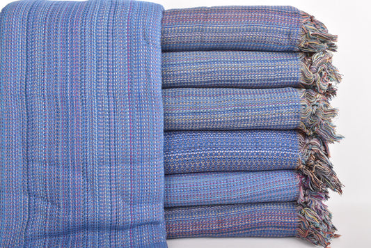 Picknickdecke, großes Handtuch, saxblaue Decke, bunte Decke, 87x89 Zoll bestickte Tagesdecke, Sofadecke, Pilatesdecke, Geschenkdecke