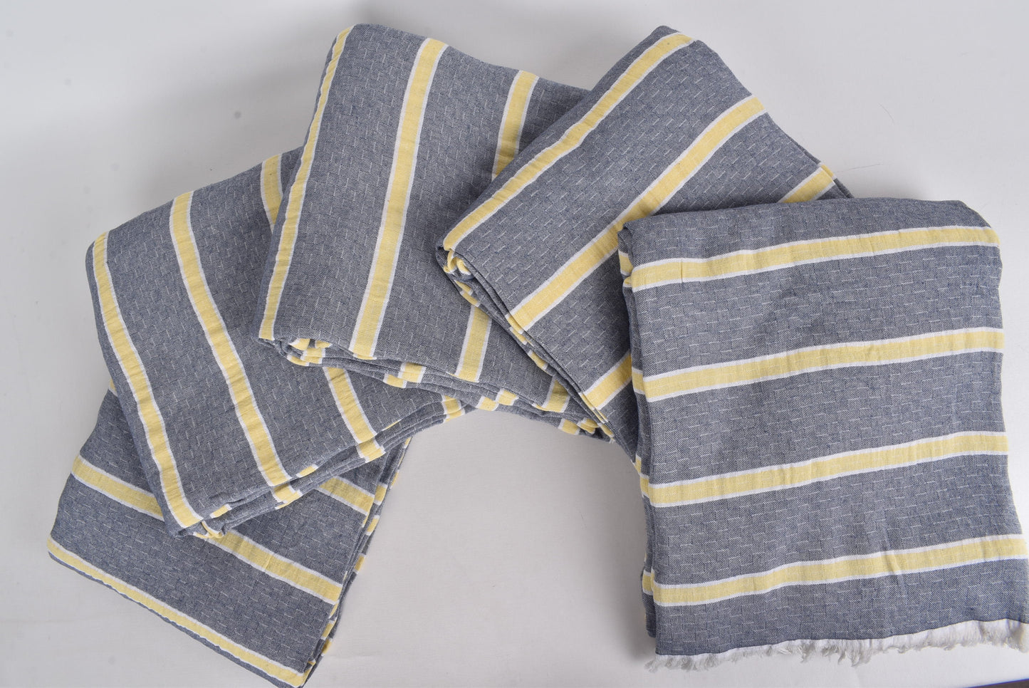 Home Decor Blanket, Custom Blanket, Navy Blue-Yellow Throw, Cotton Striped Blanket, 83x95 Inches Couch Cover, Gift Throw, Designer Throw