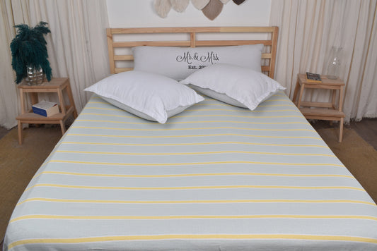 Personalisierte Decke, großes Bio-Türkisches Handtuch, Mint-Gelbe Decke, Gestreifte Decke, 210x240 cm Decke, Campingdecke, Dekorative Decke