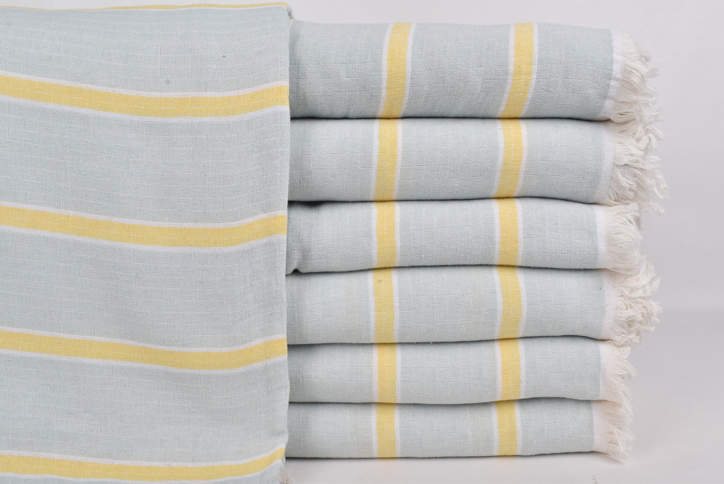 Custom Blanket, Large Organic Turkish Towel, Mint-Yellow Blanket, Striped Blanket, 83x95 Inches Blanket, Camping Blanket, Decorative Blanket