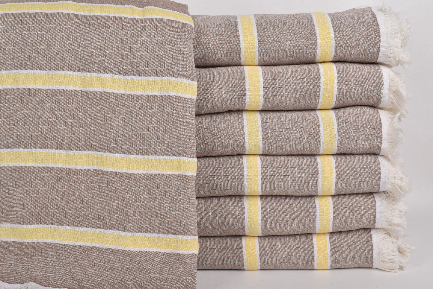 Turkish Throw Blanket, Custom Blanket, Brown-Yellow Blanket, Striped Blanket, 83x95 Inches Woven Blanket, Yoga Throw, Designer Throw