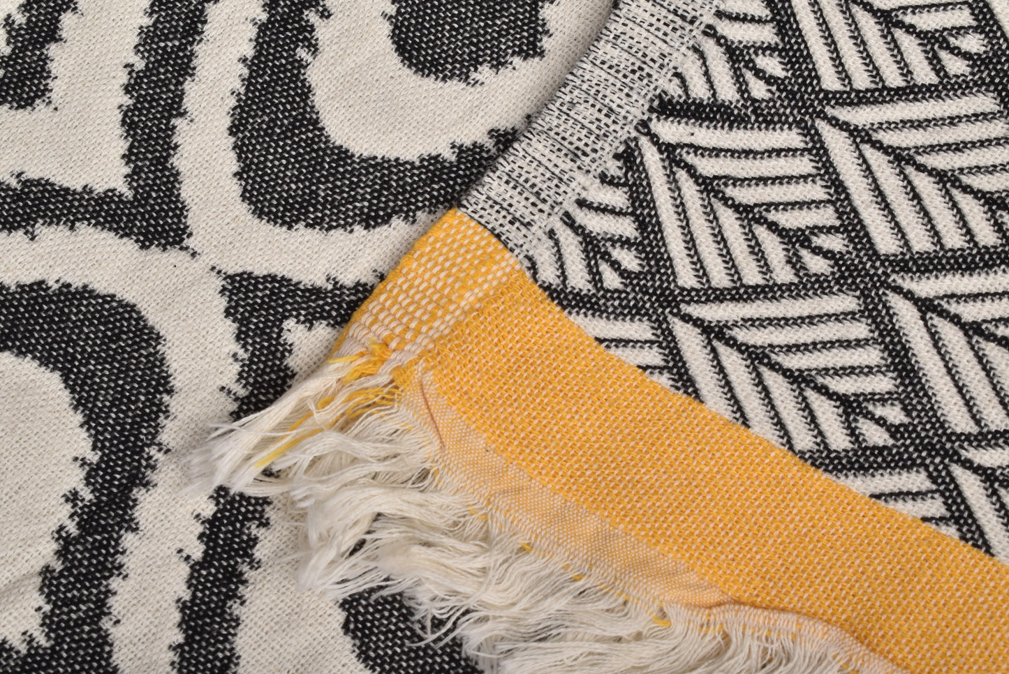 Turkish Throw Blanket, Black-Mustard Throw, Diamond Design Throw, 50x67 Inches Designer Bedspread, Decor Throw, Warm Blanket