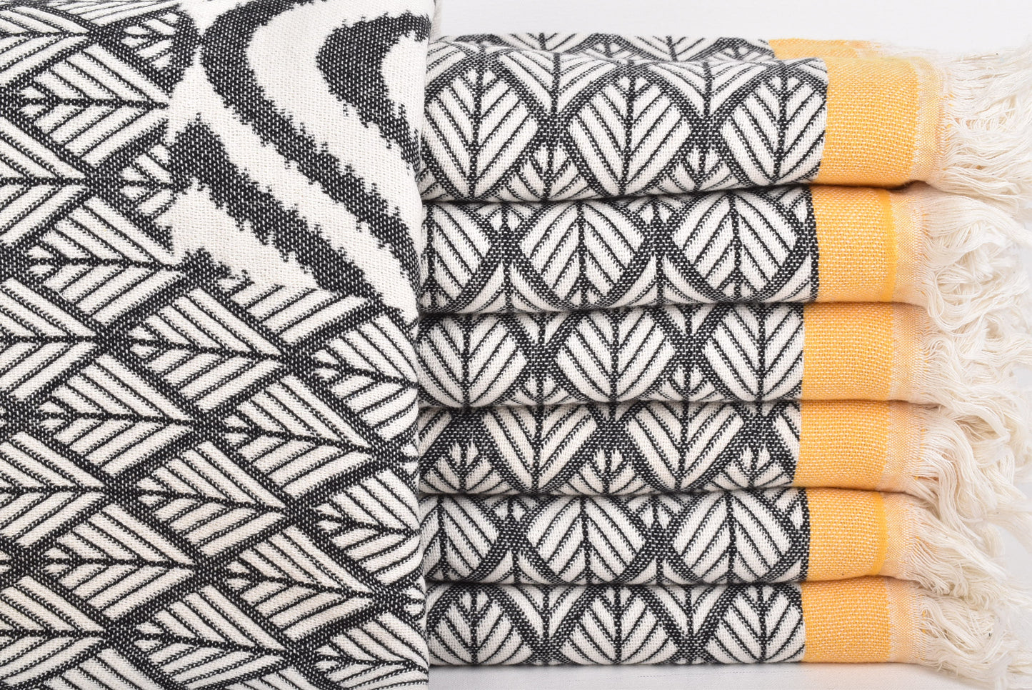 Turkish Throw Blanket, Black-Mustard Throw, Diamond Design Throw, 50x67 Inches Designer Bedspread, Decor Throw, Warm Blanket