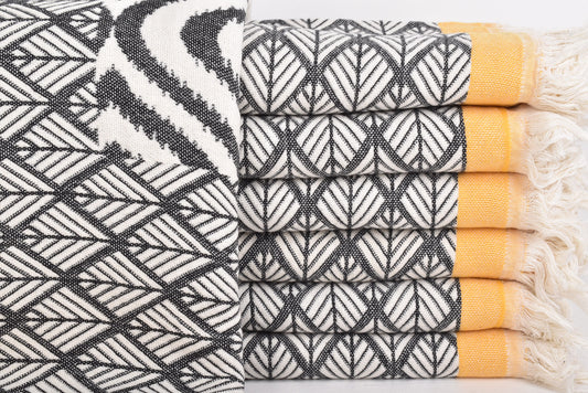 Türkische Überwurfdecke, Schwarz-Senf-Überwurf, Überwurfdecke mit Rautenmuster, 127x170 cm Designer-Tagesdecke, Deko-Überwurf, warme Decke