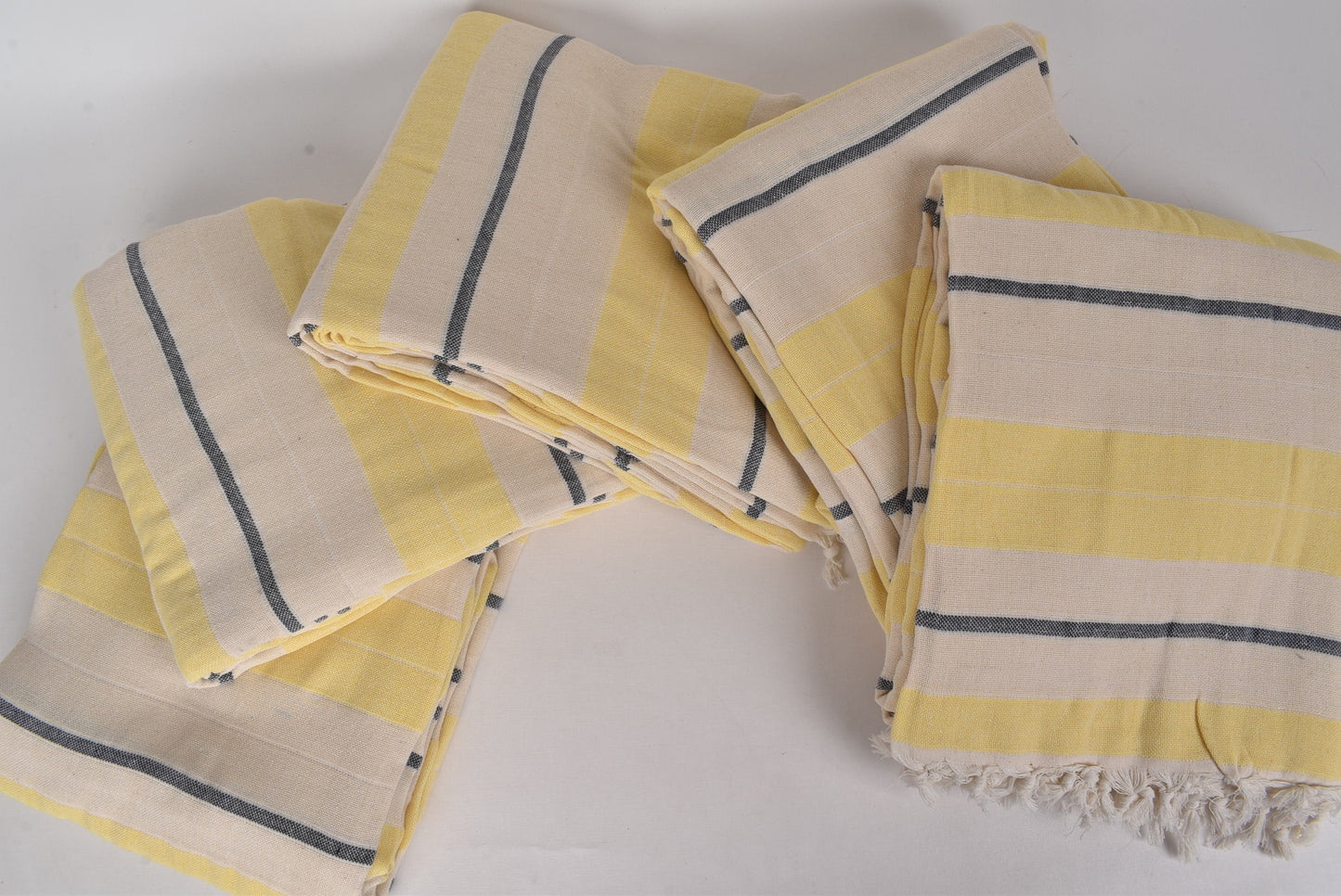 Decorative Sofa Blanket, Turkish Bedspread, Striped Navy Blue-Yellow Throw, 79x99 Inches Cotton Bed Cover, Yoga Throw, Bulk Order Blanket