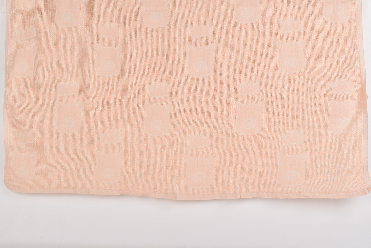 Turkish Baby Blanket, Coral Throw, Organic Cotton Baby Throw, Bear Patterned Blanket, 48x50 Inches Wedding Gift Blanket, Couch Throw