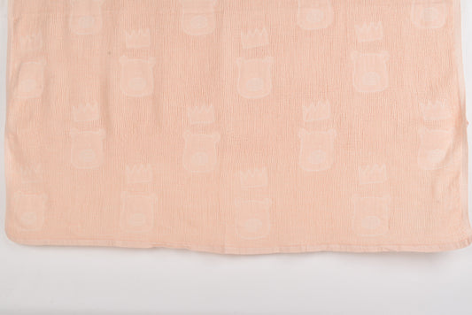 Türkische Babydecke, Korallen-Decke, Bio-Baumwoll-Babydecke, Decke mit Bärenmuster, 122x127 cm Hochzeitsgeschenk, Sofadecke