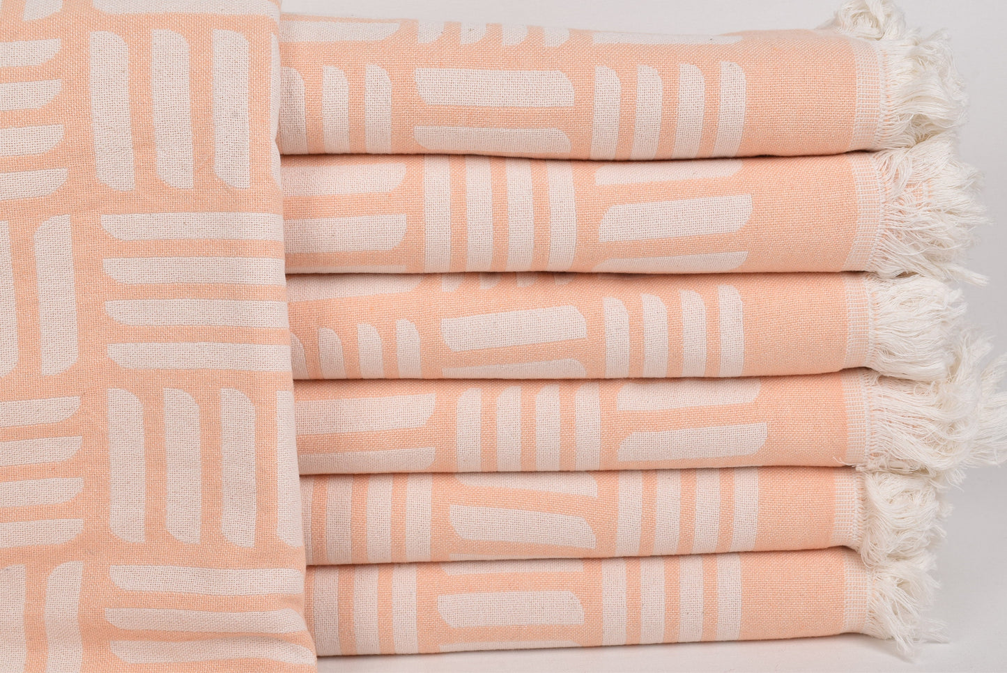 Couch Throw, Handwoven Coral Throw, Double Sided Geometric Throw, 87x95 Inches Cotton Bedspread, Oversize Blanket, Sofa Throw, Yoga Blanket