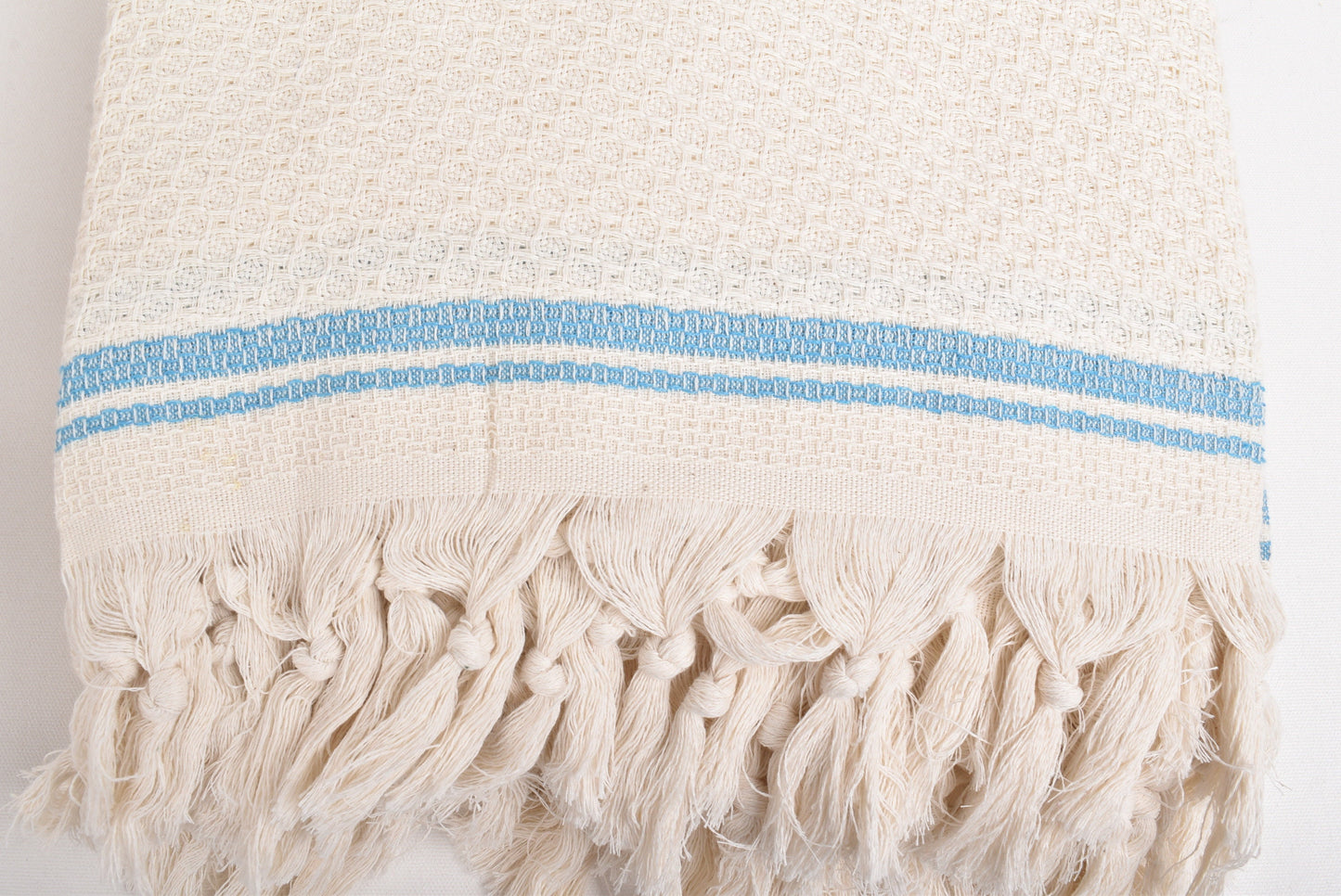 Wholesale Turkish Blankets, Decorative Couch Throw, Turquoise Striped Throw, 91x93 Inches Organic Cotton Bedspread, Designer Blanket