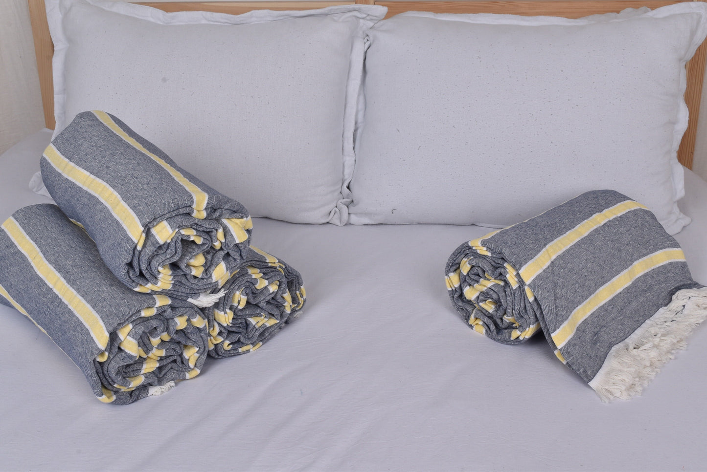 Home Decor Blanket, Custom Blanket, Navy Blue-Yellow Throw, Cotton Striped Blanket, 83x95 Inches Couch Cover, Gift Throw, Designer Throw