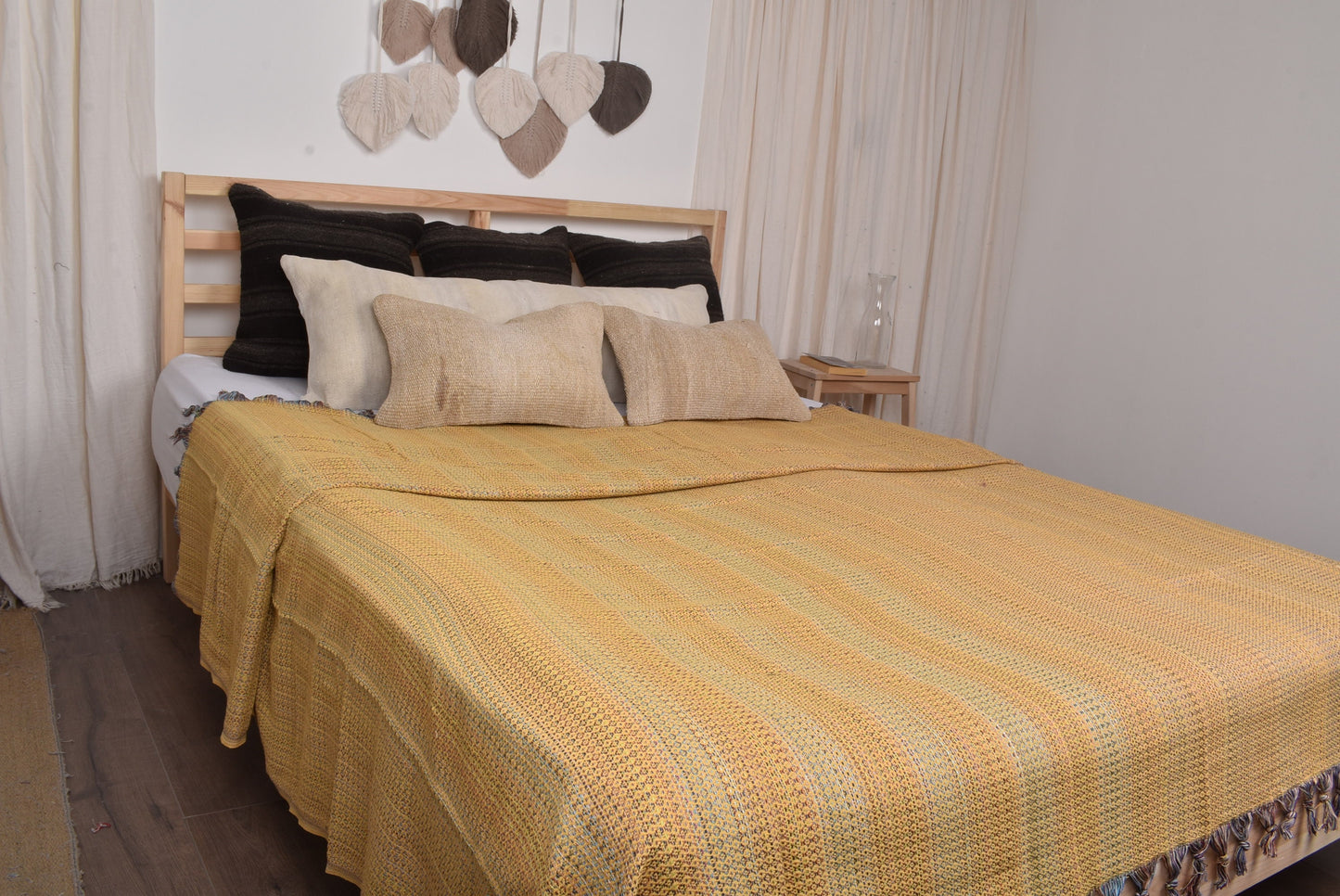 Wholesale Couch Throw, Organic Cotton Mustard Throw, Colorful Blanket, 87x89 Inches Blanket, Couch Blanket, King Size Throw, Warm Blanket
