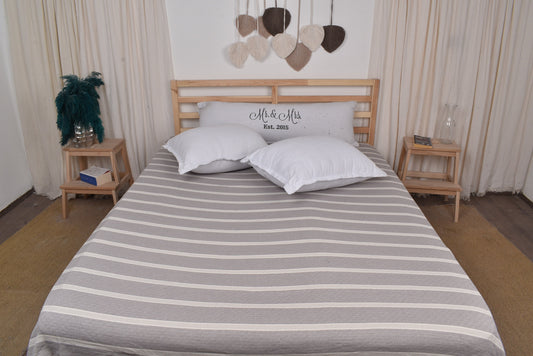 Türkische Decke, Personalisierte Decke, Dunkelgrau-Hellgraue Decke, Gestreifte Bio-Decke, 210x240 cm Sofaüberwurf, Übergroßer Überwurf, Türkei-Überwurf