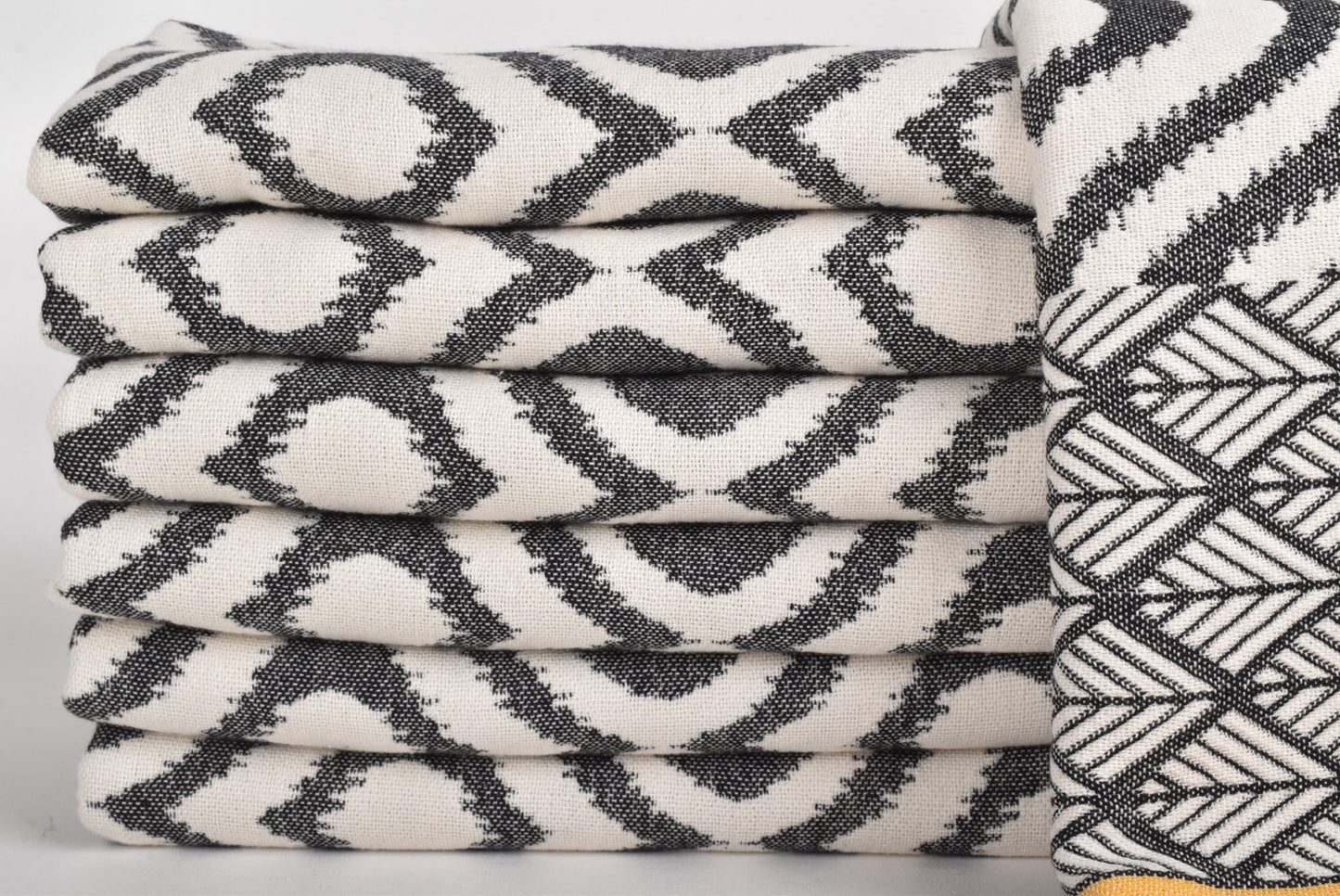 Turkish Throw Blanket, Black-Mustard Throw, Diamond Design Throw, 50x67 Inches Designer Bedspread, Decor Throw, Warm Blanket