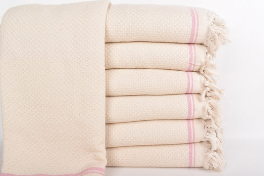 Bio-Baumwoll-Hochzeitsgeschenk, Großhandel Decken, Rosa Überwurf, Gestreifte Decke, 231x236 cm Hochzeitsgeschenkdecke, Bio-Decke