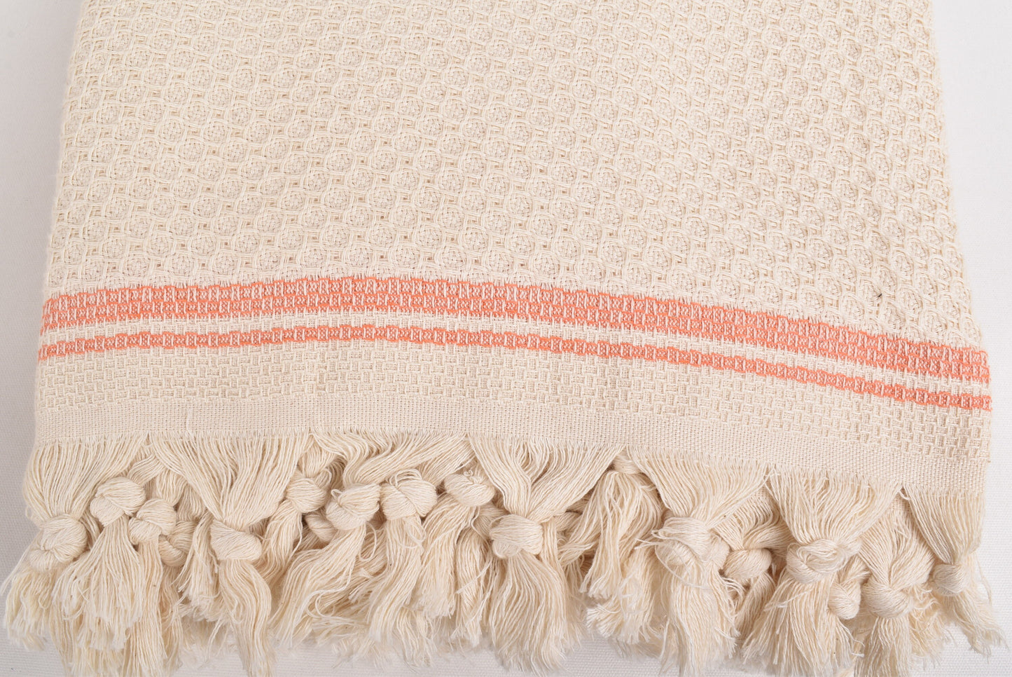 Organic Turkish Bedcover, Beach Blanket, Orange Striped Blanket, 91x93 Inches Sofa Cover, Turkey Blanket, Turkish Throw, Beach Blanket