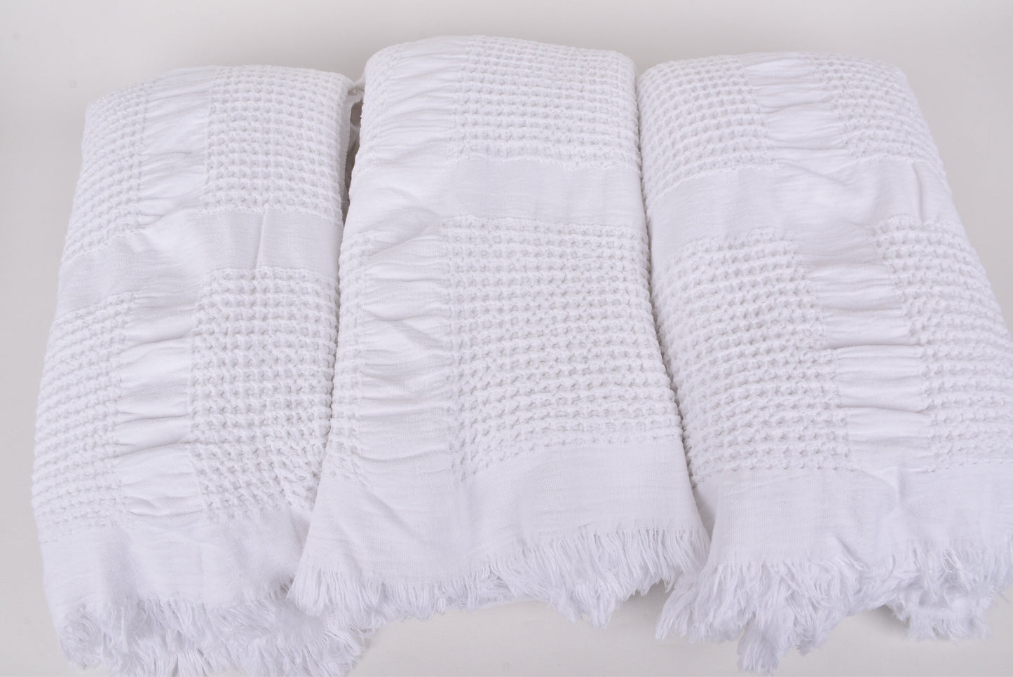 Wedding Gift Blankets, Large Towel, White Throw, Quenn Size Waffle Throw, 87x95 Inches Bohemian Bed Cover, Picnic Blanket, Oversize Throw