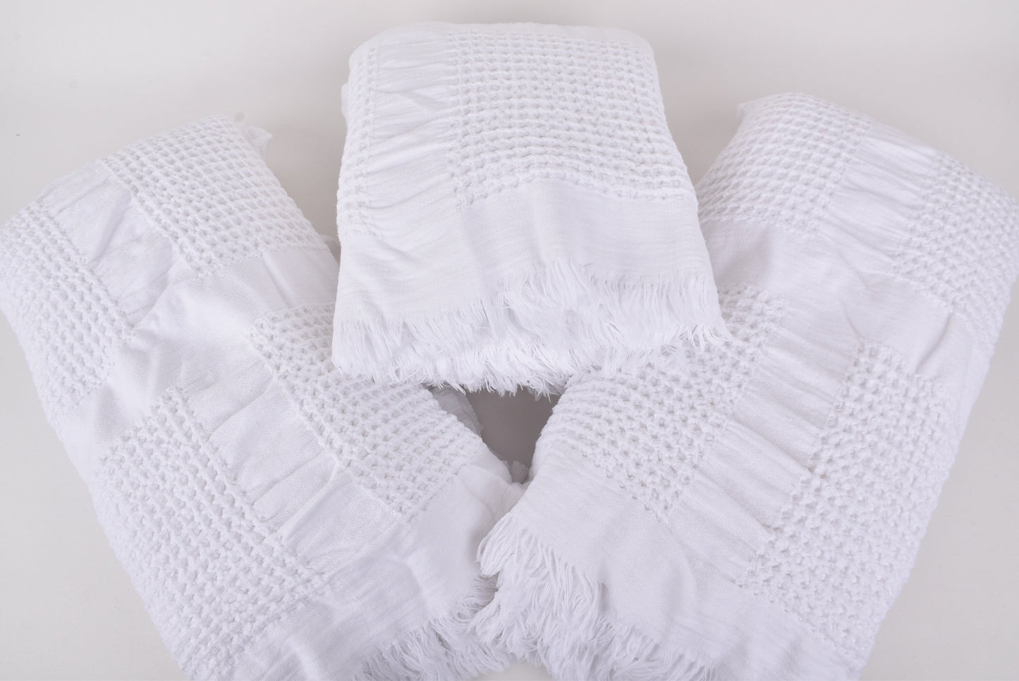 Wedding Gift Blankets, Large Towel, White Throw, Quenn Size Waffle Throw, 87x95 Inches Bohemian Bed Cover, Picnic Blanket, Oversize Throw