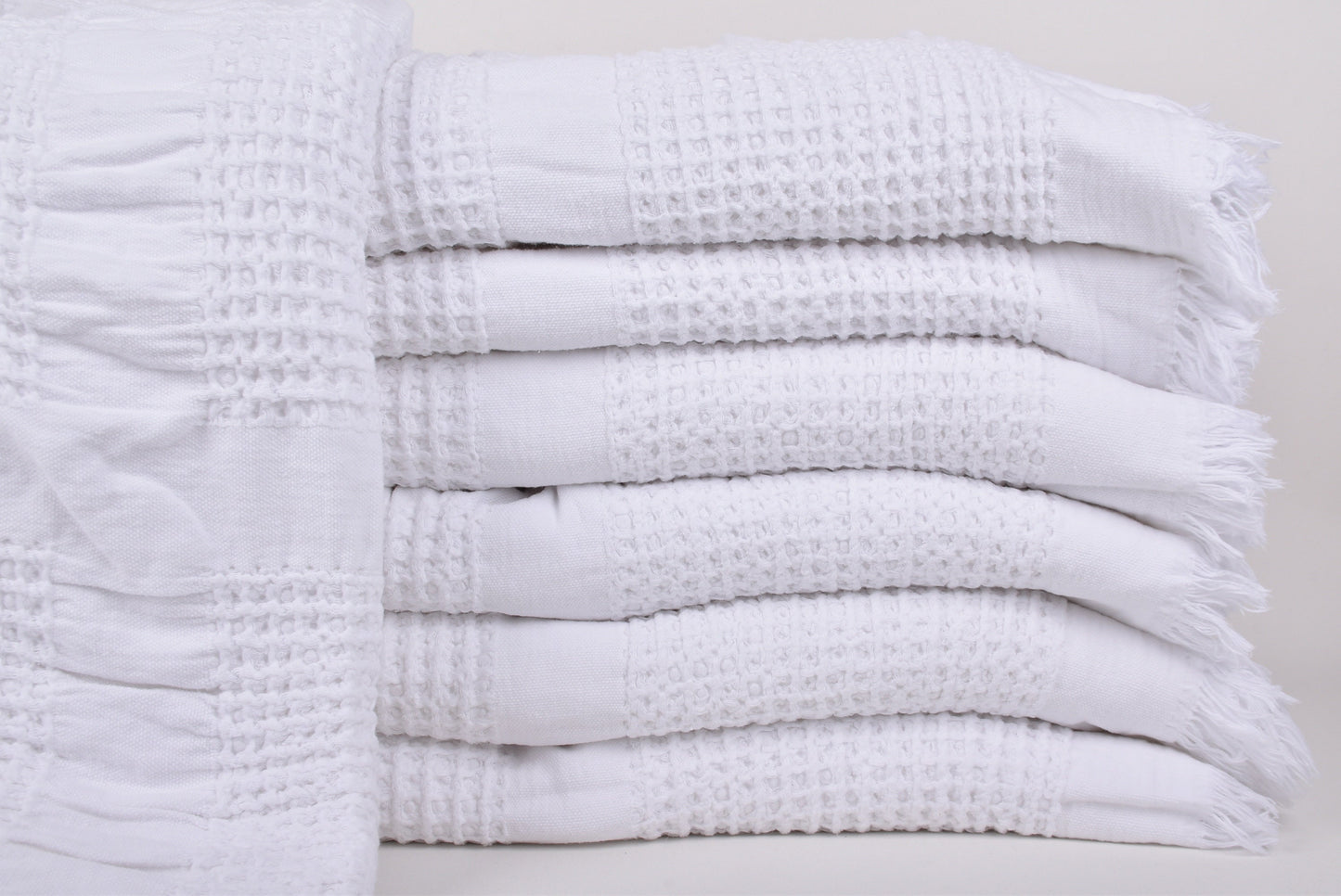 Wedding Gift Blankets, Large Towel, White Throw, Quenn Size Waffle Throw, 87x95 Inches Bohemian Bed Cover, Picnic Blanket, Oversize Throw