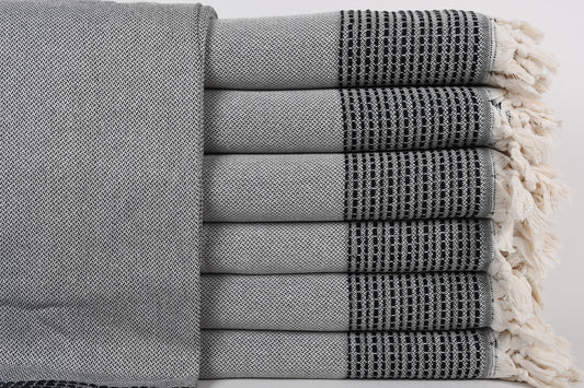 Türkische Überwurfdecke, Sofadecke, Marineblauer Überwurf, Gestreifte Decke, 91x95 Zoll Hochzeitsgeschenkdecke, Geschenkdecke, Pilates-Überwurf